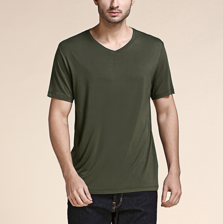 Customized Blank V Neck Bamboo T Shirt XXS - XXXL Size Anti Wrinkle