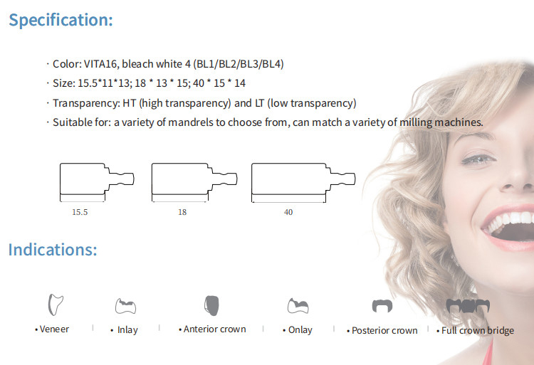 Manual Lithium Disilicate Glass Dental Material Cerec CAD CAM C14 Block For Cerec