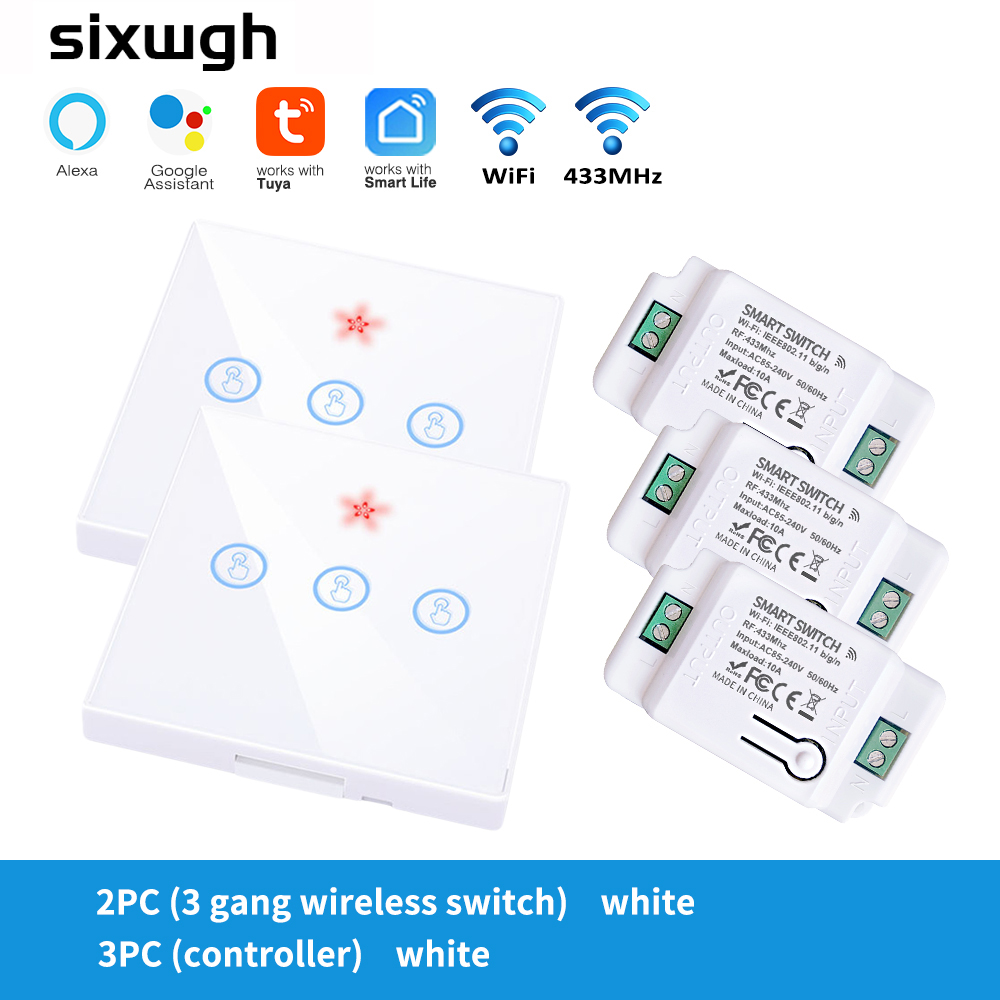 SIXWGH Tuya Wifi Connected Light Switch Home Automation Touch Wall Switch Controller