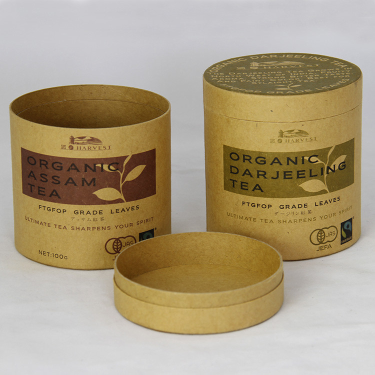 Eco-friendly Brown Kraft Paper Cans Packaging for Flower Tea and Nutrition Powder