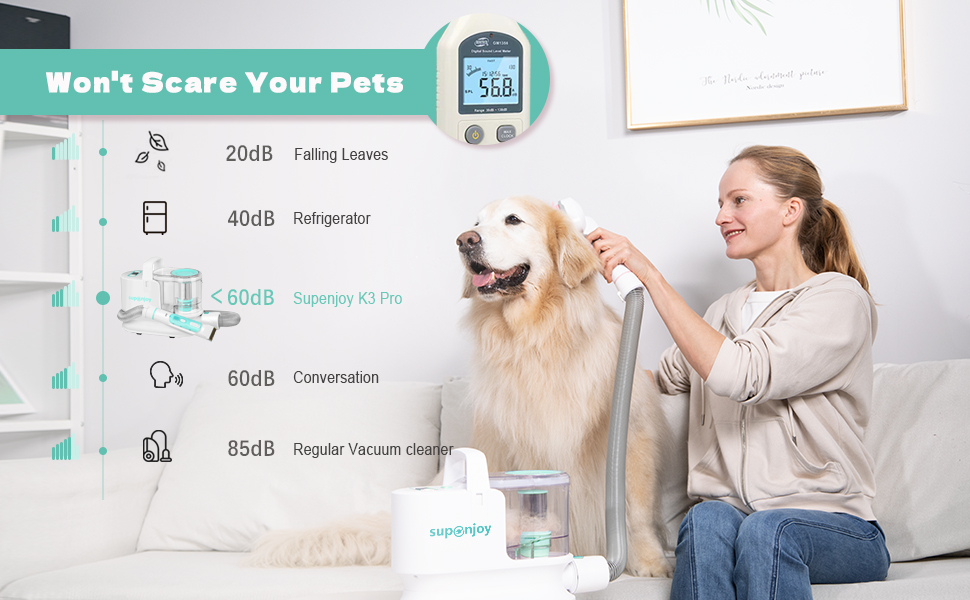 6-in-1 Pet Grooming Vacuum Cleaner for All Pet Hair Types and Lightweight Design
