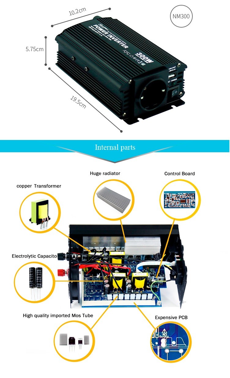 Multiscene 300W Sine Wave Inverter , Stable DC To AC Inverter For Car