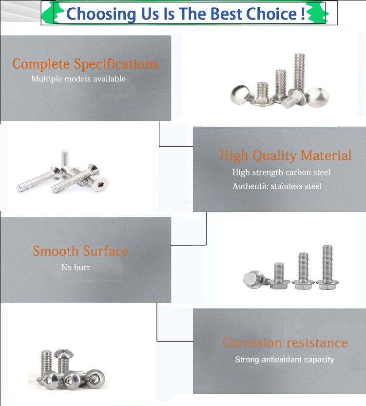 GB Standard Stainless Steel Carriage Bolts Zinc Finish Square Neck Bolts Mushroom Head