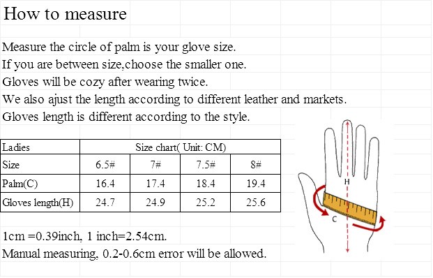 Women's Hand Made Full Finger Genuine Deerskin Leather Gloves Cashmere Lining Gloves