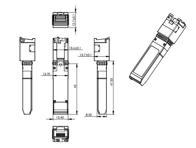 10G Base-T Electric RJ45 Copper SFP module Transceiver 30m compatible with cisco/Huawei/HP/Mikrotik/Ericsson/ZTE