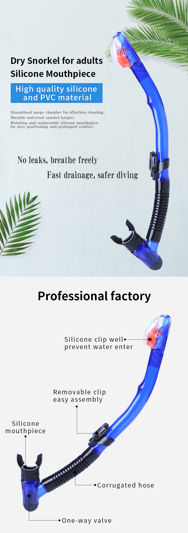 Rubber Oil Base Diving Mask and Full Dry Snorkel Set for Adults Underwater Accessories Snorkel Mask Set