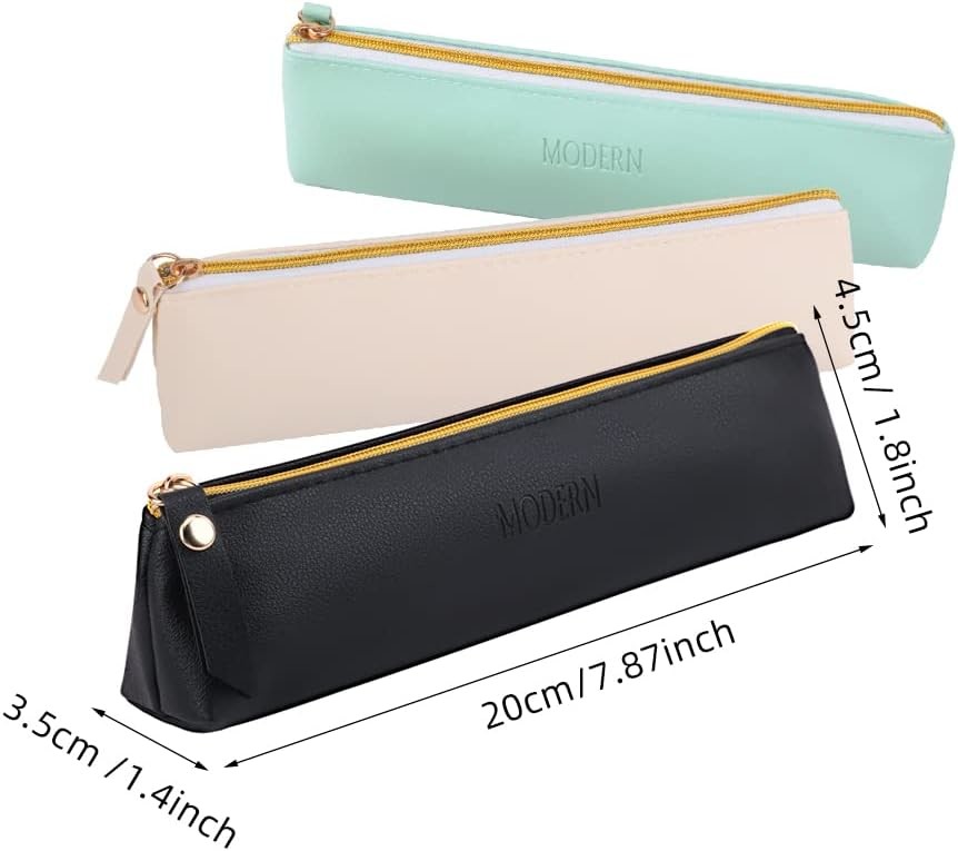 ISuperb 4 Pcs Small Pencil Case PU Leather Pencil Pouch Waterproof Organizer Storage Bag Cosmetic Zipper Pouch For Women