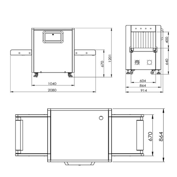 L Shaped Array 80° 40AWG SF6040 X Ray Baggage Scanner