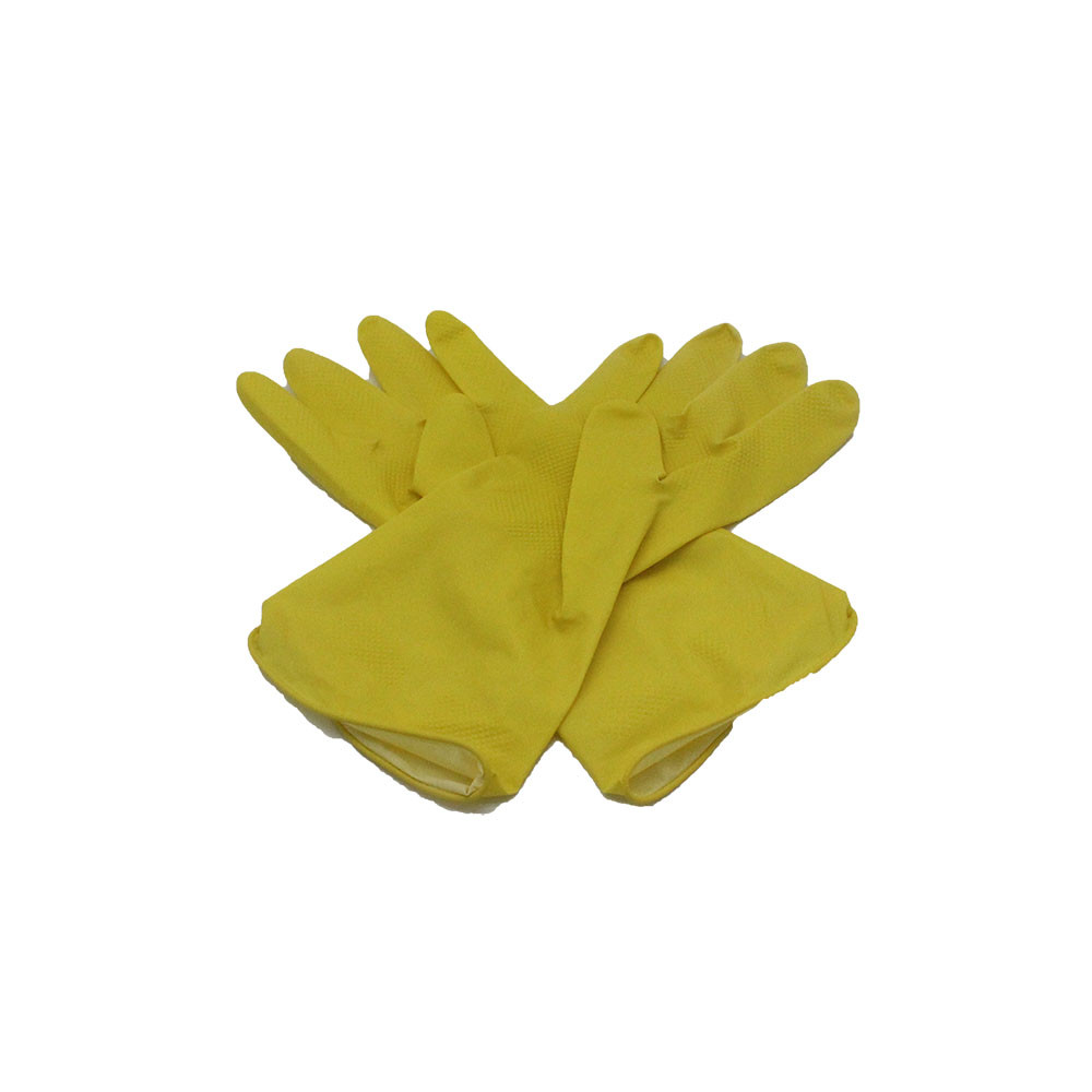 Kitchen Latex Flock Lined Rubber Gloves , Cleaning Gloves With Cotton Lining