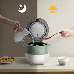 Braising Cups Mini Rice Cooker 2-Cups Uncooked 1.2L Portable Non-Stick