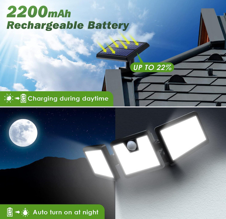 IP44 Solar Sconce Lights 500LM Smart Outdoor Wall Light 1.5W