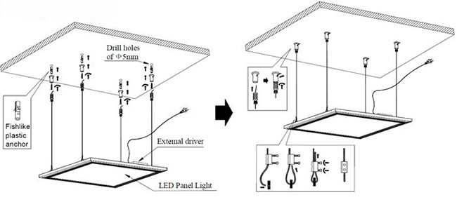36W LED Flat Panel Light 100Lm/W Office Square LED Ceiling Panel Light