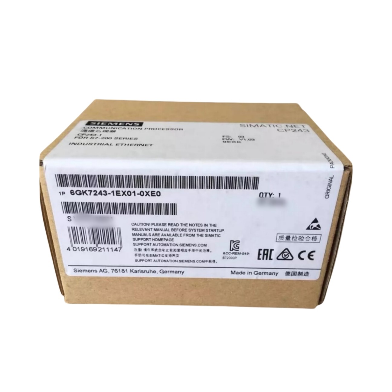 SIEMENS SIMATIC S7-200 PLC 6GK7243-1EX00-0XE0 CP243-1 Comm. Processor, 1 x IE