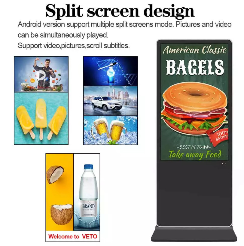 HD WIFI wall mount 21.5 Touch Screen Digital Signage 178x178 Viewing Angle High Contrast Ratio