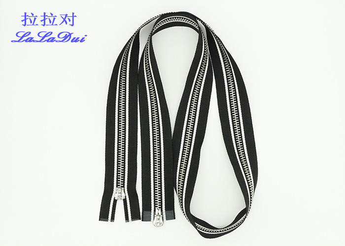 Silver Teeth Two Way Metal Zip Double Euro Type Sliders 100% Polyester Tape For Bags