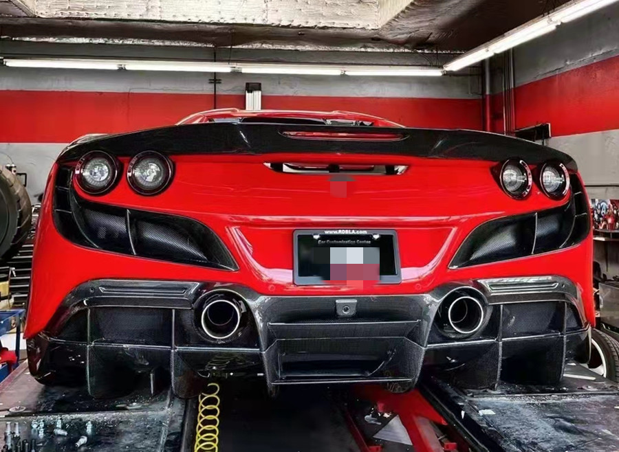 For Ferrari F8 Carbon Fiber Body Kit F8 Upgraded KEYVANY Style Front Shovel Diffuser Spoiler Body Kit