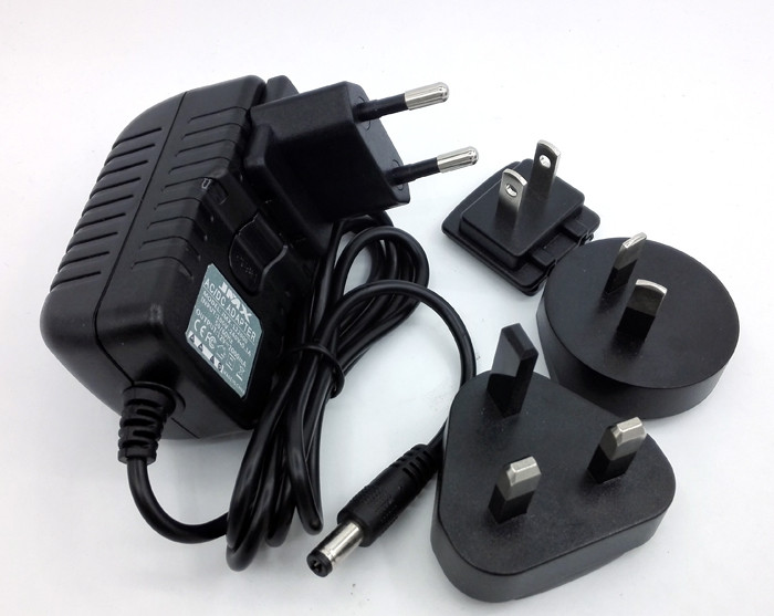 Interchangeable ac plug 12V 2A 1A 5V 2A 12v 5a power adapter with USA/Australia/Europe/UK plug dubai for LED .SET TOP