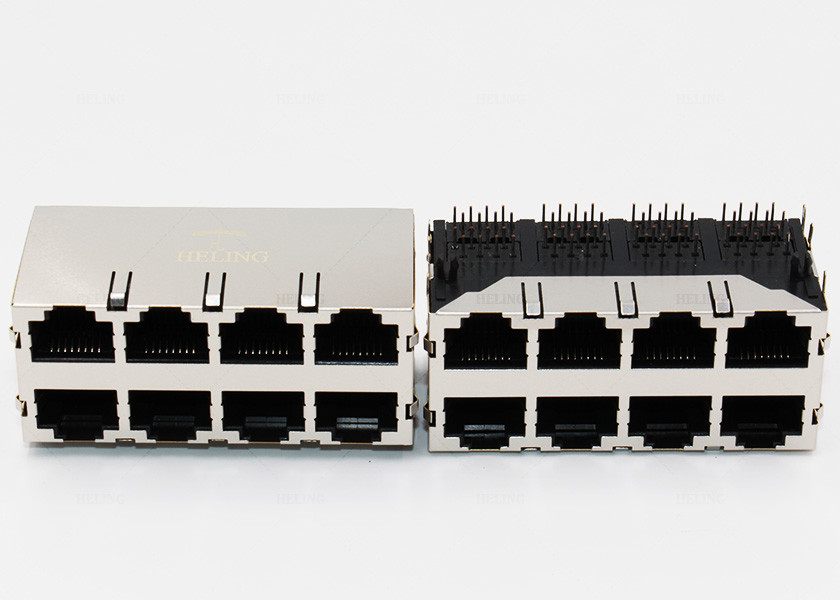 Tab Up Female Lan SMT Connector , Low Profile RJ45 Waterproof Connector