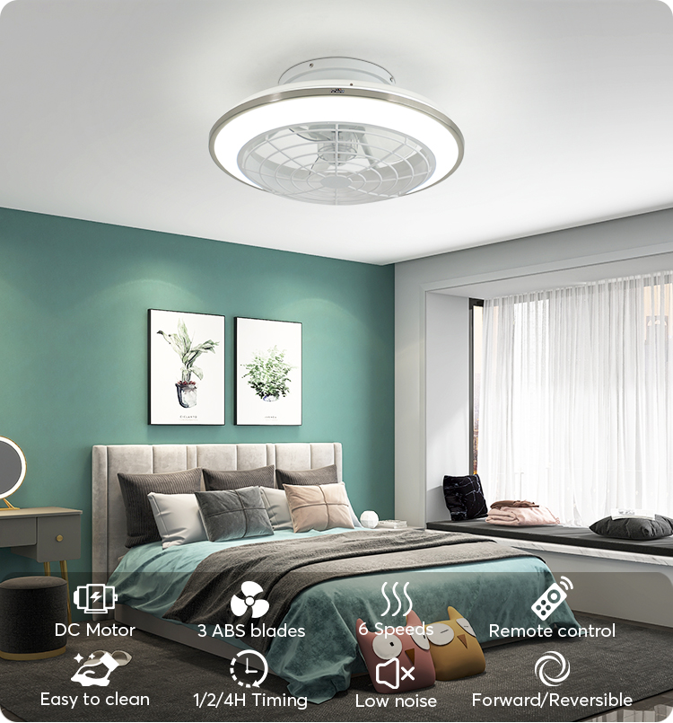 Small Size Bedroom Ceiling Fan with High Airflow 20 Inch Diameter and Remote Control