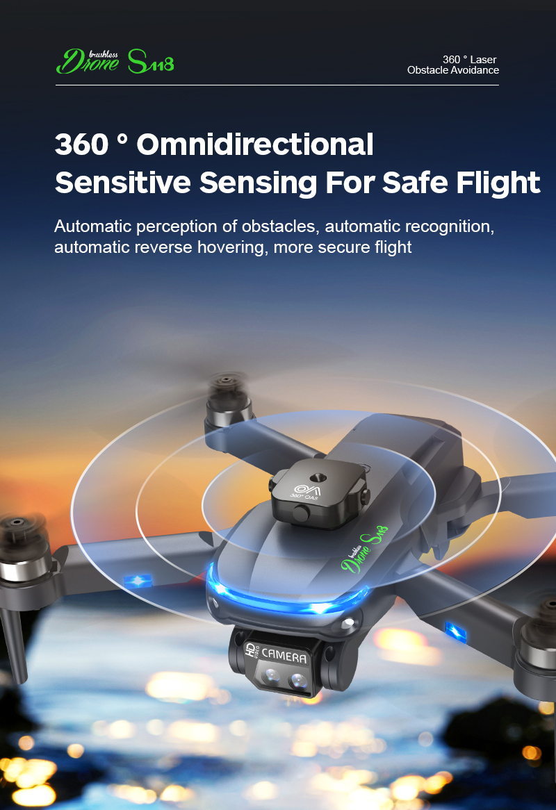 S118 Drone With 4k Dual Camera 5g Wifi 360 Obstacle Avoidance Fpv Brushless Motor Rc Quadcopter Mini Drone Professional