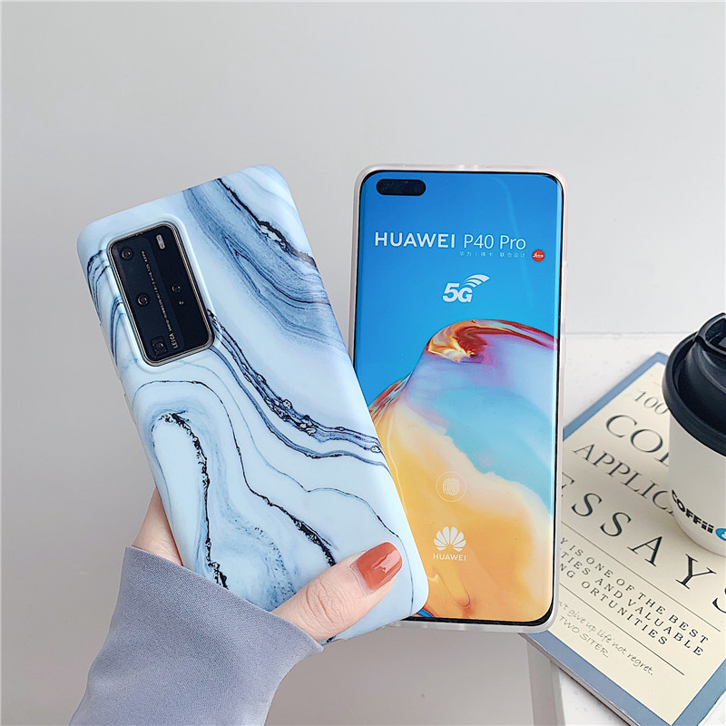 Anti Fall Marble Phone Case TPU Full Wrapped Glossy IMD Cover For Huawei