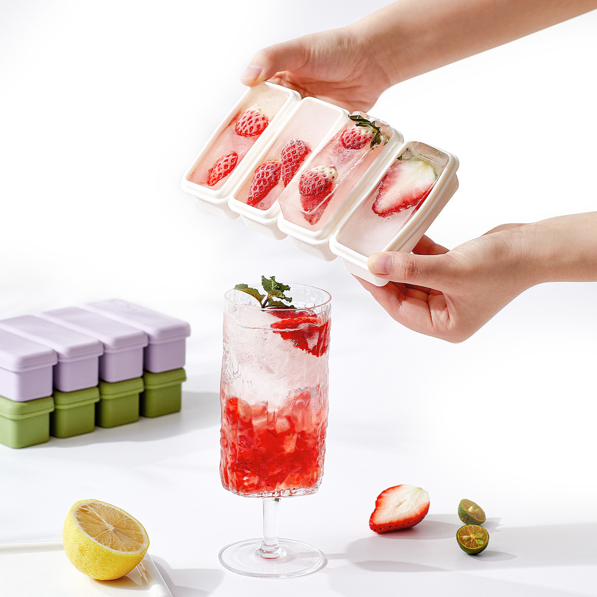 New custom Multipurpose large rectangle Silicone Ice Cube Tray