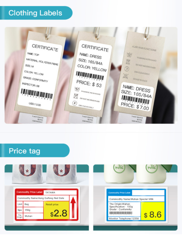 Handheld Barcode Label Printing Machine 75mm Thermal Label Sticker Printer
