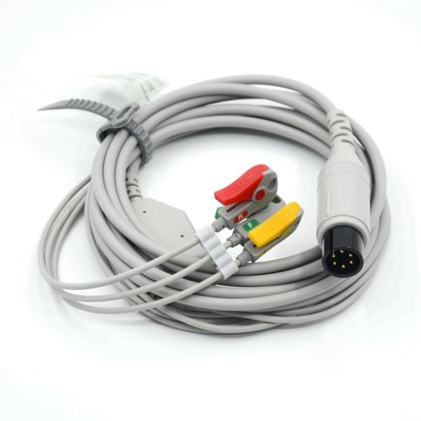 Compatible AAMI Compatible 3 Lead ECG Cable IEC Grabber For Medical Accessories