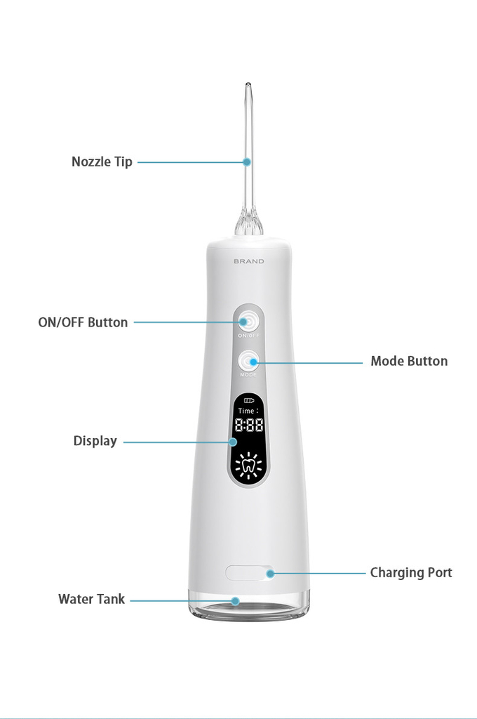 Oral Irrigator Dental Care 350ml Tank LED Display Rechargeable USB Portable Water Flosser