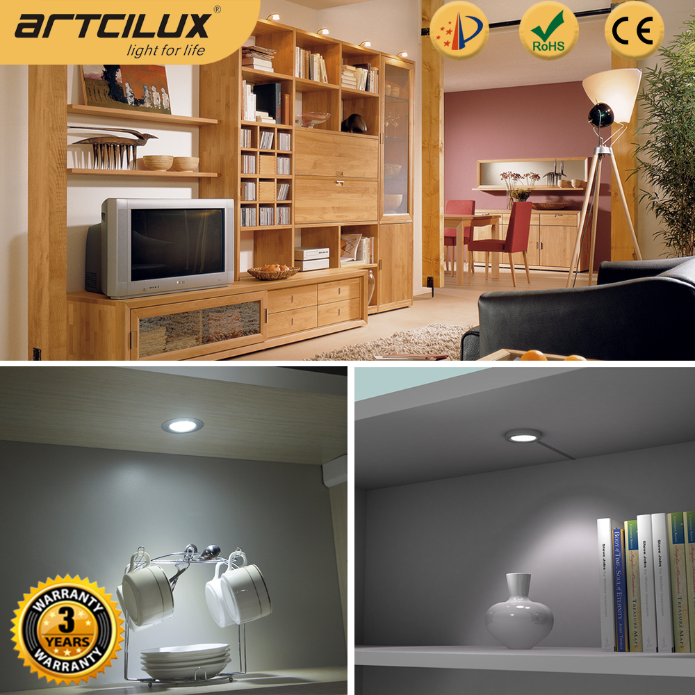 12V DC LED Cabinet Spotlight Puck Lamp 3000K 4000K 6000K For Jewellery Shop