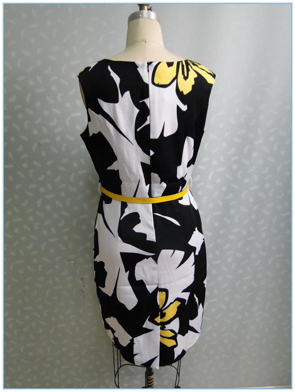 Sleeveless Floral Printed Polyester Spandex Designer One Piece Dress For Lady