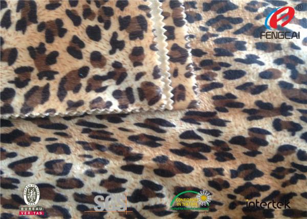 Quality Waterproof Leopard Print Velvet Fabric , Velvet Furnishing Fabric Custom Pile Height for sale