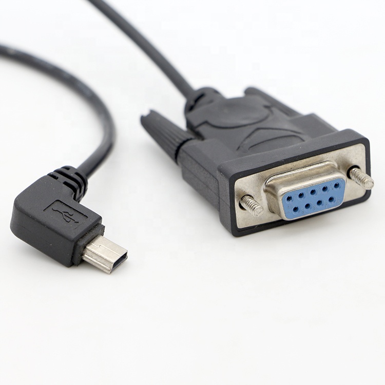 CUSTOM 90 Degree Right Angle Mini B USB to Female DB9 RS232 Serial Cable