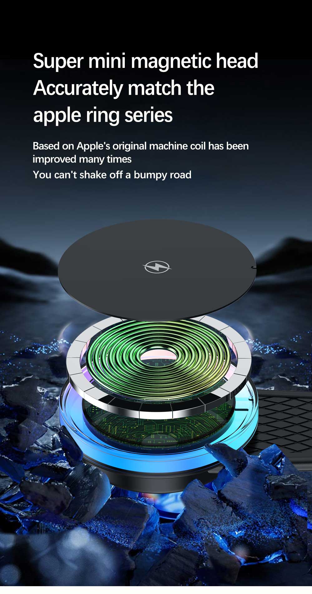 3 In 1 Magnetic Car Charger and Wireless Phone Holder for Charging Frequency 110-205KHZ