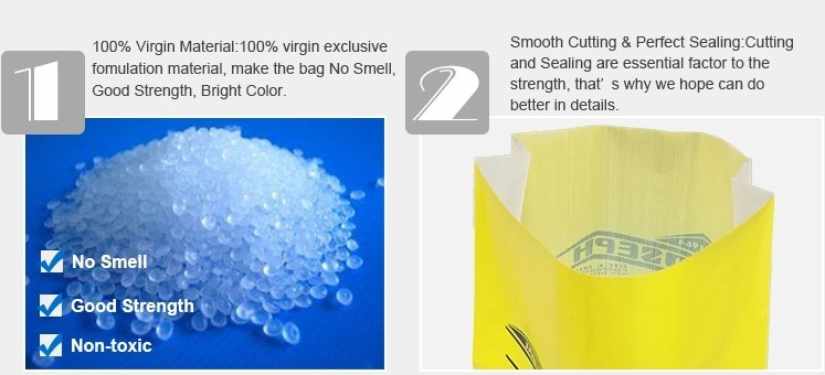 Shock Resistant BOPP Woven Bags Back Sealed Style Single Fold / Single Stitched Bottom