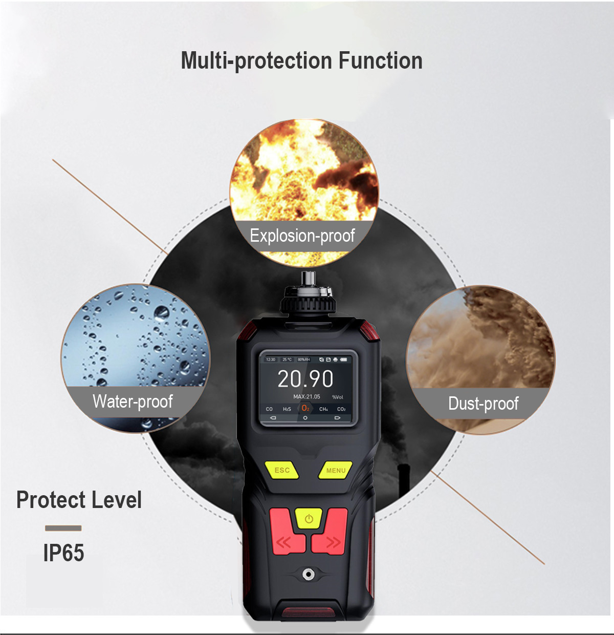 H2S CO O2 SO2 Portable Multi Gas Detector Built In Pump Automatic Test
