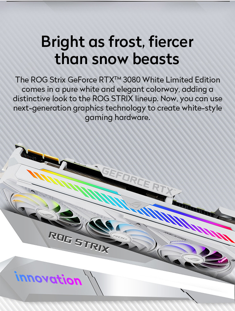 LHR Version Computer Graphics Card ROG-STRIX-RTX3080-O10G-WHITE ASUS Graphics Card