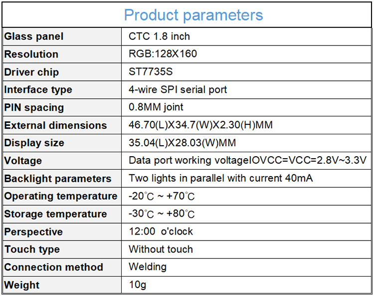 1.8 Inch SPI LCD Display 160 X 128 Tft Display ST7735S 1.77 Inch Tft Lcd