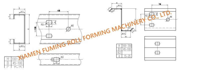 Auto Purlin CZ Profile Roll Forming Machine With Precise Cutting