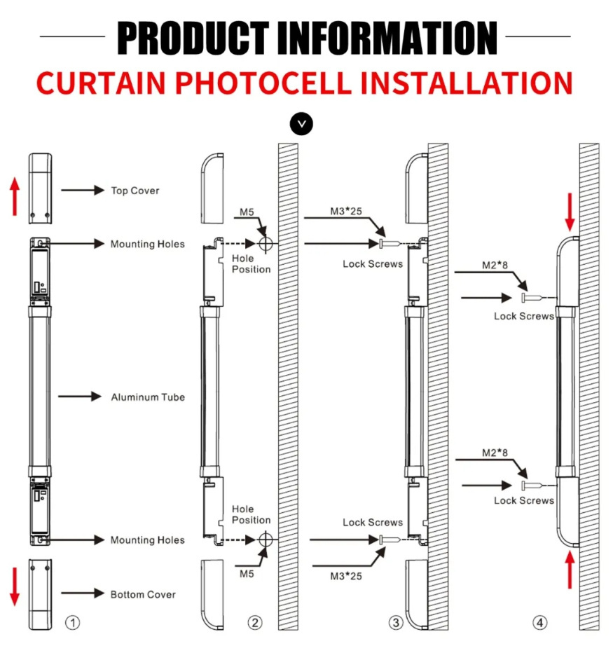 Safety Light Curtain Industrial Door Safety Photocell Security Curtain Sensor