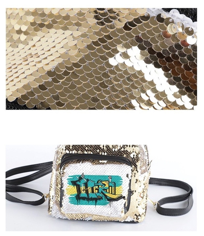 Custom Photo Glitter Sequin Backpack Trendy Travel Backpack For Sublimation Printing