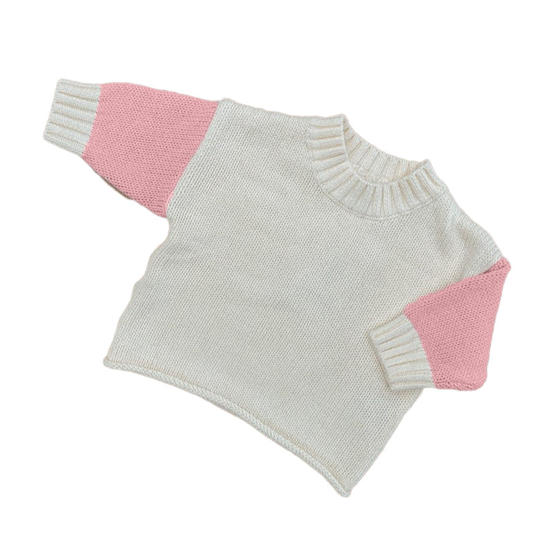 Custom Knitted 2 Piece Set 100% Cotton Baby Color Block Relaxed Fit With Drawstring Knit Pants Toddler Sleep Wear