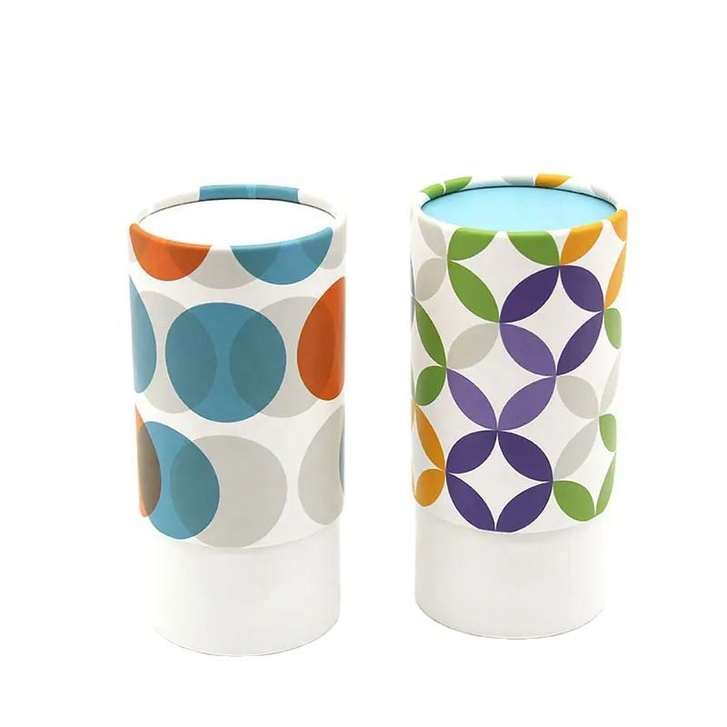 Cute Fancy Art Paper Round Tube Cylindrical Corrugated Paper Tea Coffee Nutrition Facial Creams Paper Jar Tube