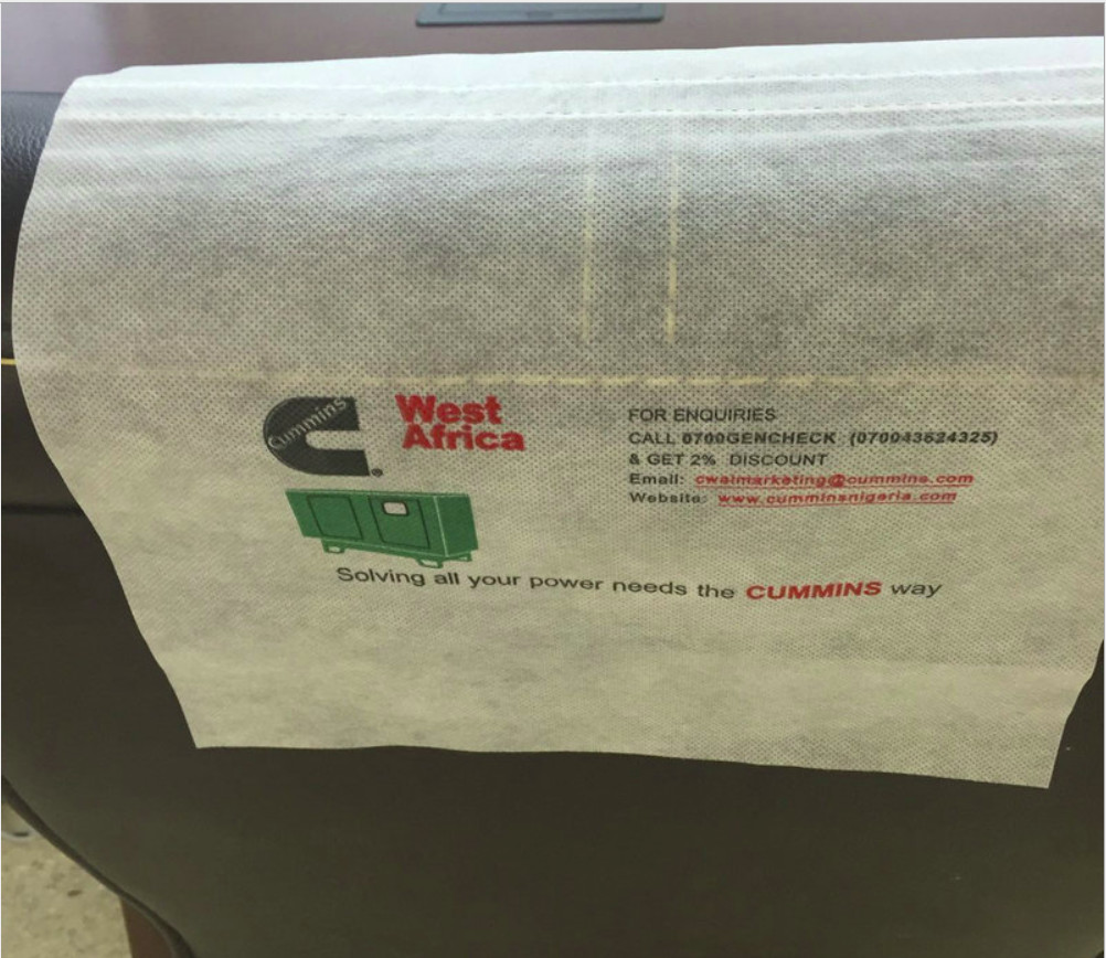 Airline / Rail Headrest Cover Non Woven Fabric Products 20CM-60CM Width Soft