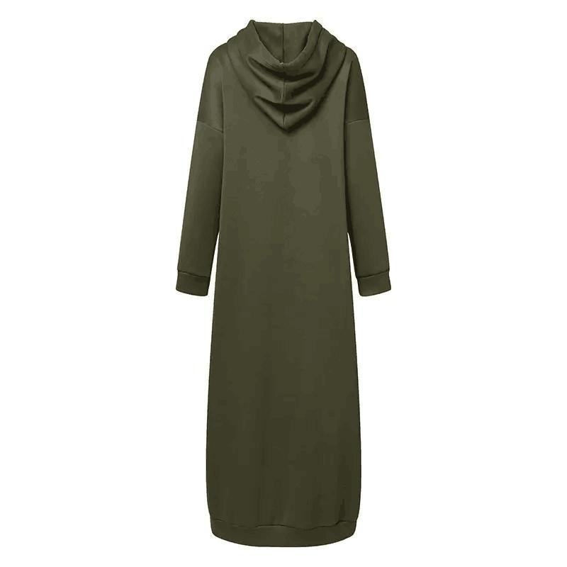 Solid Color of Long Style Set Islamic Clothing Autumn Winter Hooded Coat for Abaya Women Muslim Dress and Lady Hoodies Coat