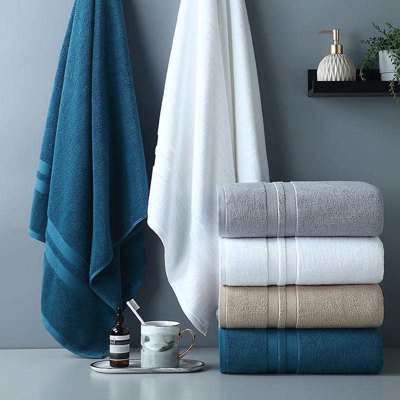 Thickened Striped Pattern Hotel Towel Set Made of Pure Cotton Fabric for Luxury Bathing