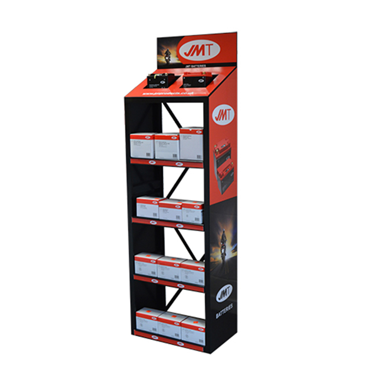 4 Tier Car Battery Display Rack Metal Lithium Battery Rack Display For Retail Store