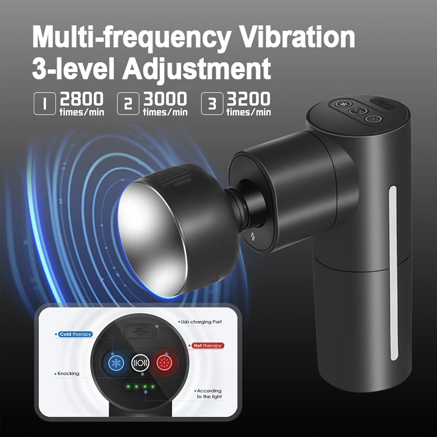 Cold Hot Pocket Rechargeable Massager Gun Muscle Recovery 2400mAh