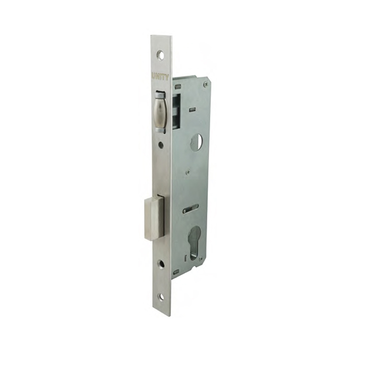 Narrow stile mortice door lock with roller latch
