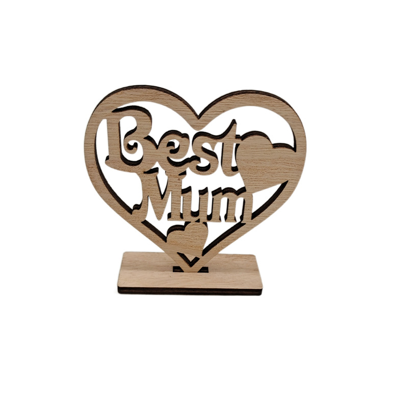 Wooden handicraft ornaments Heart hollow letters laser cutting wood chips Valentine's Day craft gifts